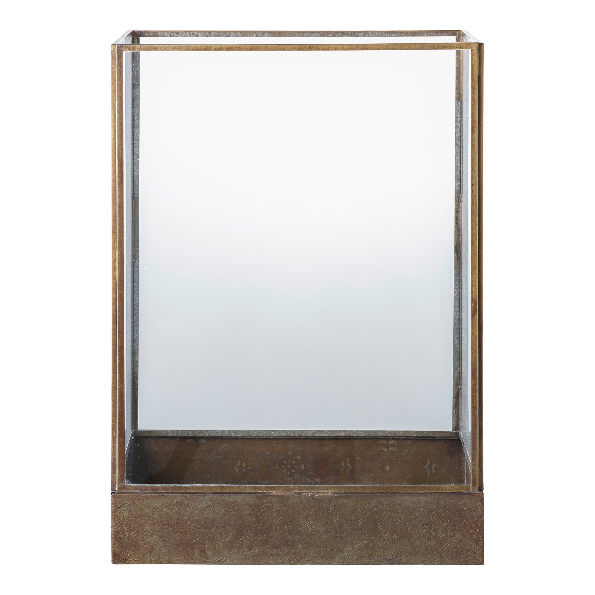 Manali Laterne – Glas & Metall, antik Messing, 36,5 cm